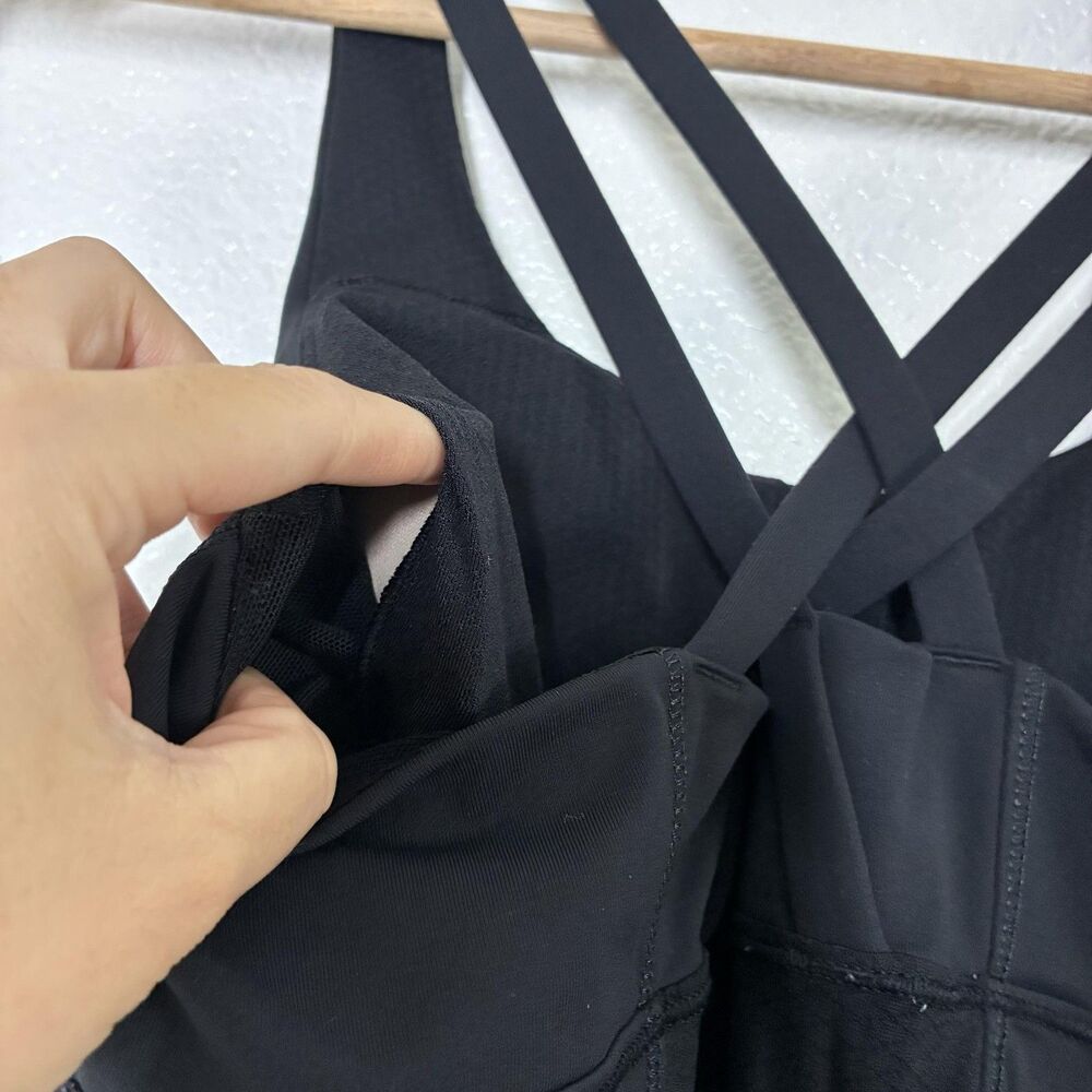 Lululemon Energy Tank Top Medium Black Crossback Built In Bra Athletic Yoga - Picture 5 of 11